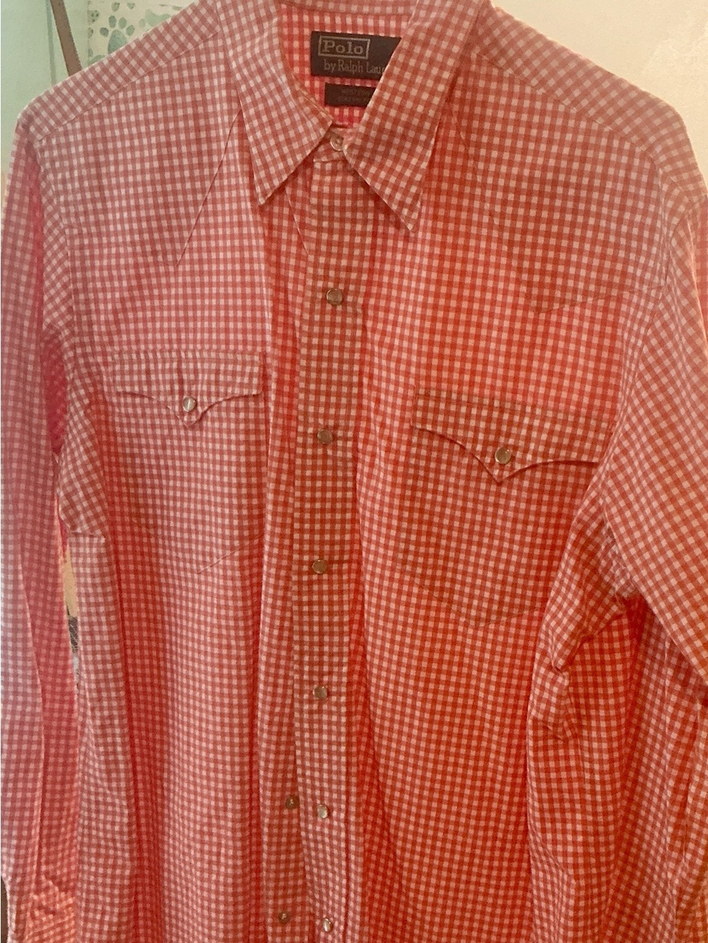 Polo by Ralph Lauren Orange and White Gingham Button-Down Shirt vintage